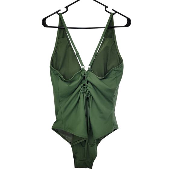 TA3 Swim Hi Cut Plungey Green Size 3X RL 2.0 Regular‎ Length Cinching Hour Glass - Picture 2 of 11